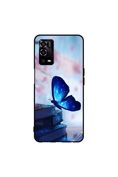 Covernex غطاء حماية لهاتف Oppo A55/56 بطبعة فراشة زرقاء داكنة على الكتب
