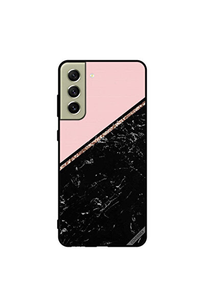 Covernex غطاء حماية لهاتف سامسونج S21 FE، رخامي أسود وشريط ذهبي