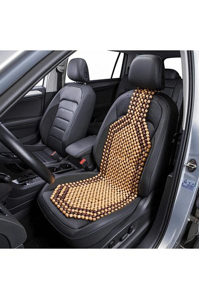 CED AUTO TRADE Individual car seat cover, for the front, wooden balls 128x40 cm, brown with cream
