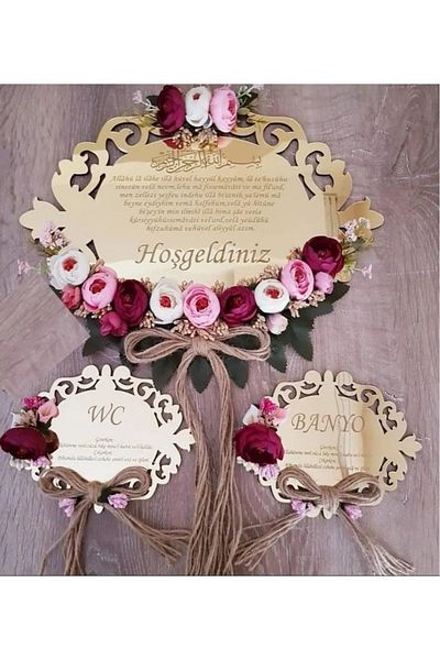 Evsay Plexiglass Door Ornament and Prayer Bathroom Wc Set Set of 3 Set Door Ornament Wall Decoration