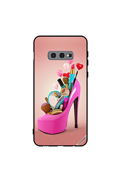 Covernex غطاء حماية لهاتف سامسونج جالاكسي S10e حذاء وردي مع أدوات مكياج