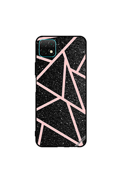 Covernex غطاء حماية لهاتف هواوي نوفا Y60، أسود لامع، بنقشة مسارات وردية فاتحة