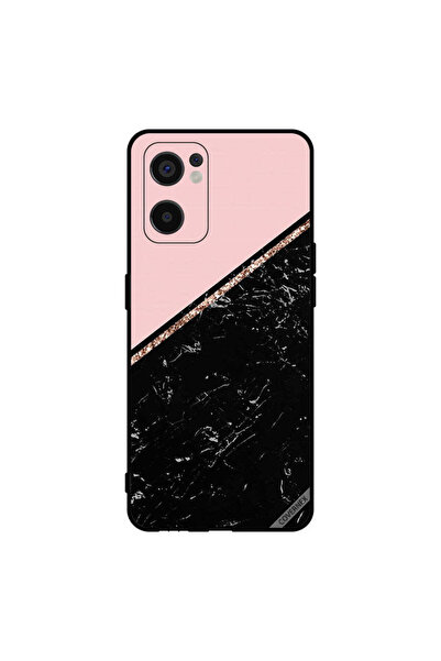 Covernex غطاء حماية لهاتف Oppo Reno7 SE 5G - رخامي أسود وشريط ذهبي