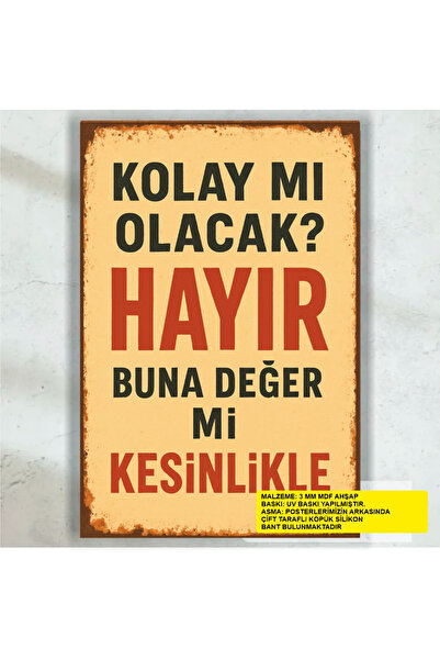 Hayat Poster motivasyon öz güven sınavda başarı sözleri duvar yazıları retro ahşap poster tablo