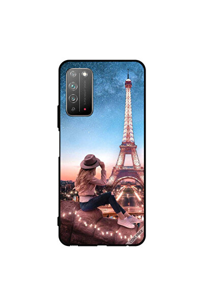 Covernex غطاء حماية لهاتف Honor X10 5G، فتاة قبعة بنية اللون وبرج إيفيل