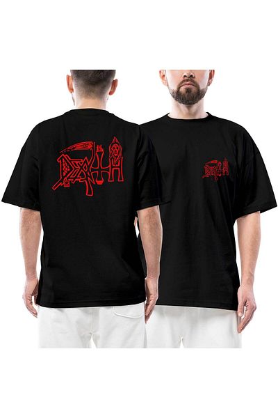 Z zepplin Death Logo Μπροστινό Πίσω Μαύρο Μπλουζάκι Oversize