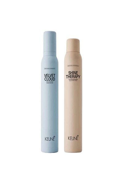 Keune Styling package - STYLE SHINE THERAPY shine spray 200ml, VELVET CLOUD volume mousse 200ml