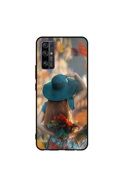 Covernex غطاء حماية لهاتف Honor 30 بتصميم فتاة القبعة تخفي أوراق الحب