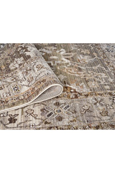 Moqa A Different Carpet Anadolu 4004 Yeşil Otantik Desenli Halı - Antialerjik, Pamuk Taban, 6 mm Hav Yüksekliği