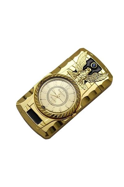 dalimag Golden Eagle Model Lighter with Clock, Multicolor Lights, Windproof
