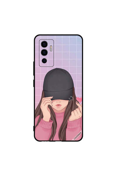 Covernex غطاء حماية لهاتف Vivo V23e 5G Snap Love Black Cap Girl