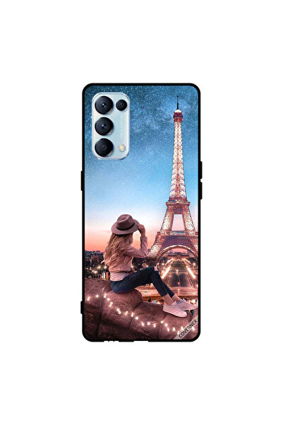 Covernex غطاء حماية لهاتف Oppo Reno5 Pro 5G - فتاة قبعة بنية اللون وبرج إيفيل