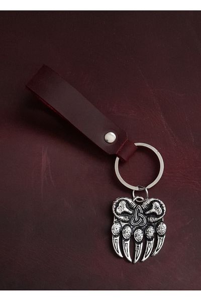 BSN Store Bear Claw Symbol Keychain Hand Made Real Leather Keychain