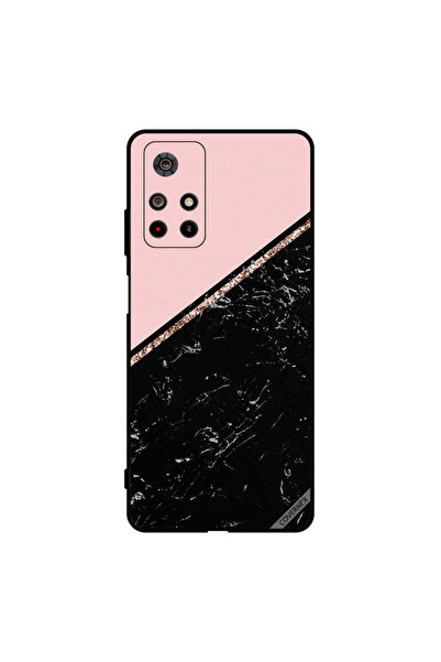 Covernex غطاء حماية لهاتف Poco M4 Pro - أسود رخامي وشريط ذهبي