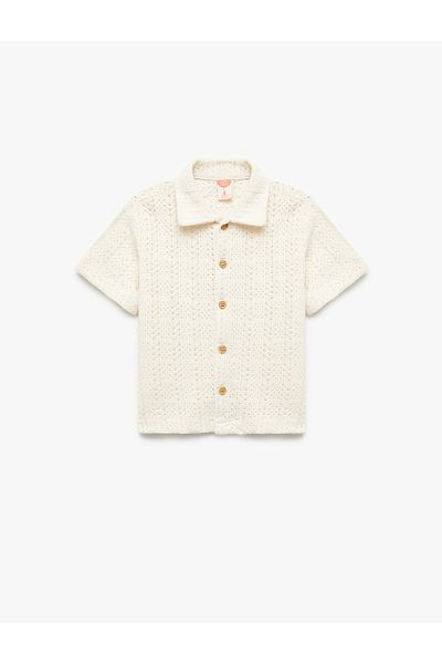 Koton Button Detailed Textured Short Sleeve Shirt