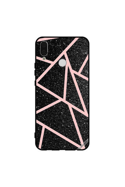 Covernex غطاء حماية لهاتف هواوي نوفا 3i أسود لامع بنقشة مسارات وردية فاتحة