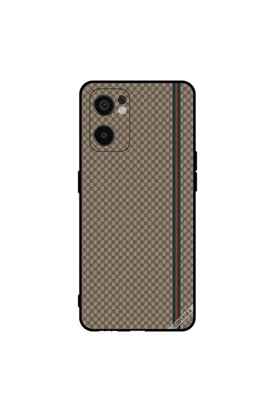Covernex غطاء حماية لهاتف Oppo Reno7 SE 5G بخطوط حمراء وخضراء على نمط بني