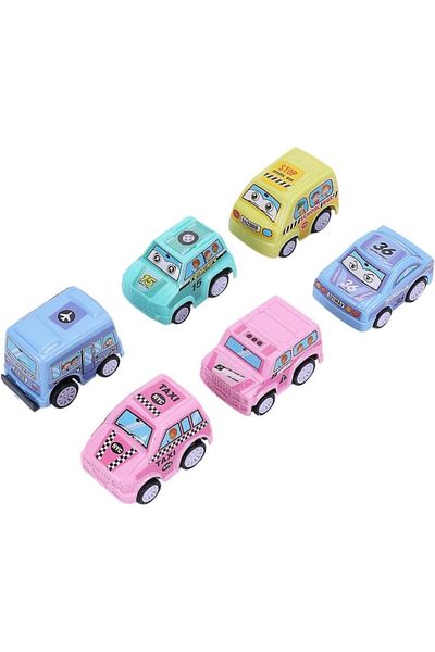 dalimag Set 6 Masinute de Jucarie, din Plastic, 4 cm, Multicolor Roz, Dalimag