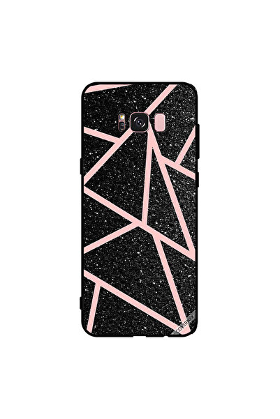 Covernex غطاء حماية لهاتف سامسونج جالاكسي S8+ أسود لامع بنقشة مسارات وردية فاتحة