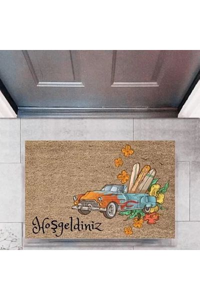 Mu Art Ahşap Door Mat Decorative Digital Print Cars P-2668