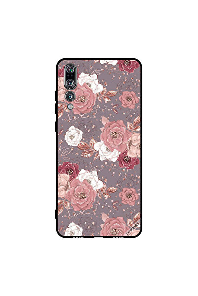 Covernex غطاء حماية لهاتف هواوي بي 20 برو، لون الشوكولاتة، بنقشة زهور