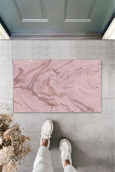 Lusim Store Digital Modern Wavy Dark Pink Door Mat Outdoor Door Mat K-3118