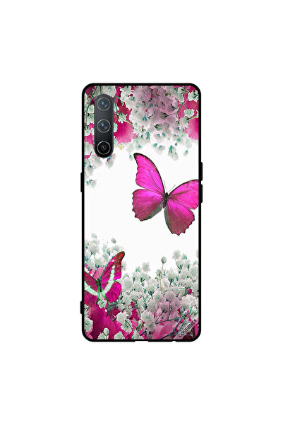 Covernex غطاء حماية لهاتف Oneplus Nord CE 5G - وردي داكن - فراشة وزهور بيضاء