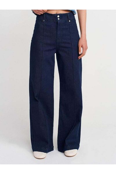 Dilvin 71993 Front Ribbed Trousers Navy Blue