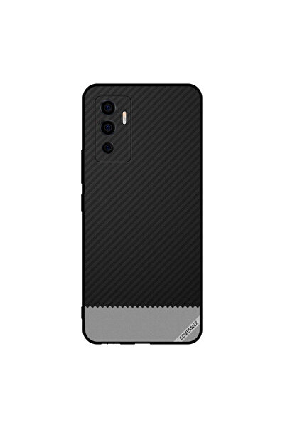 Covernex غطاء حماية لهاتف Vivo V23e 5G بنمط خطوط سوداء ورمادية
