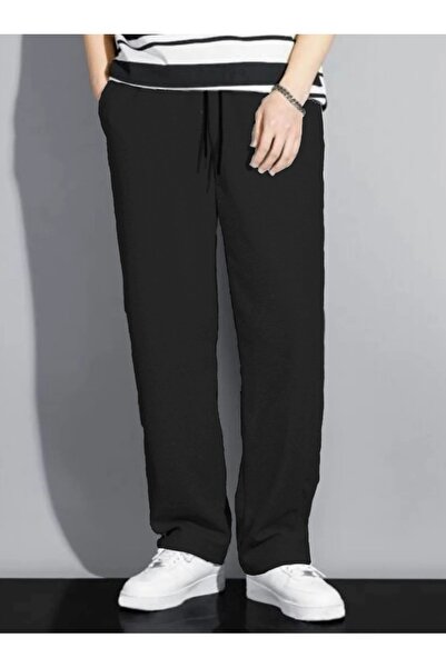 FİTGO Men's Black Straight Leg Tracksuit