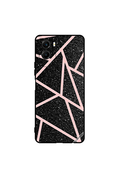 Covernex غطاء حماية لهاتف Vivo Y55s 5G أسود لامع بنقشة مسارات وردية فاتحة