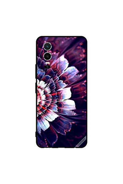 Covernex غطاء حماية لهاتف فيفو Y76 5G مع زهرة كبيرة منعكسة على الجانب الأيسر