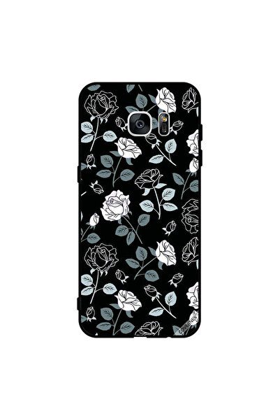 Covernex غطاء حماية لهاتف سامسونج جالاكسي S7 إيدج بنقشة زهور باللونين الأبيض والأسود
