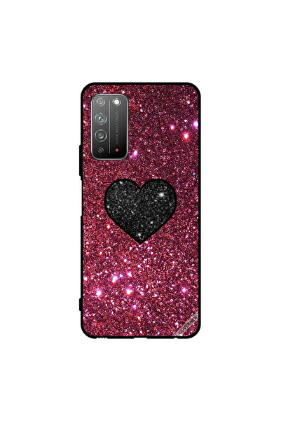 Covernex غطاء حماية لهاتف Honor X10 5G قلب أسود مع بريق أحمر