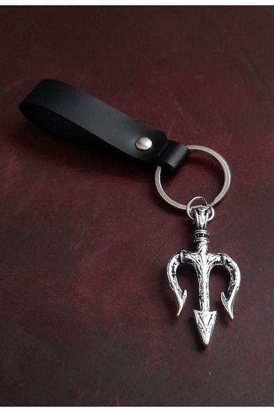 BSN Store Trident 3-Piece Spear Symbol Keychain Hand Made Real Leather Keychain