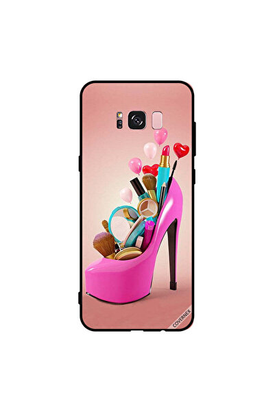 Covernex غطاء حماية لهاتف سامسونج جالاكسي S8+ حذاء وردي مع أدوات مكياج