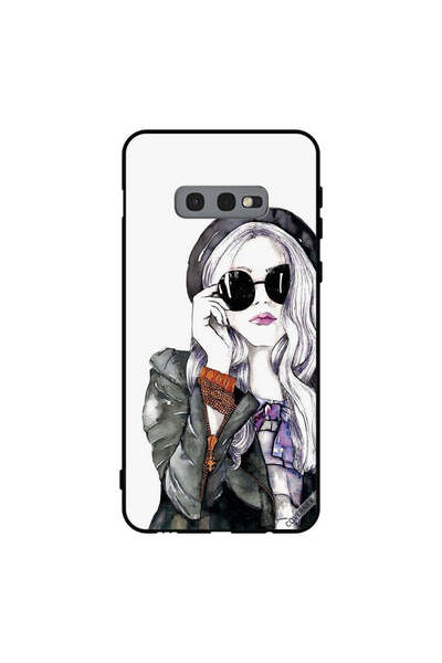 Covernex غطاء حماية لهاتف سامسونج جالاكسي S10e، أسود، زجاجي، بتصميم فتاة لطيفة