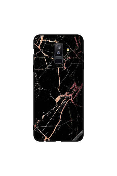 Covernex غطاء حماية لهاتف سامسونج جالاكسي A6+ (2018) بنمط رخامي أسود