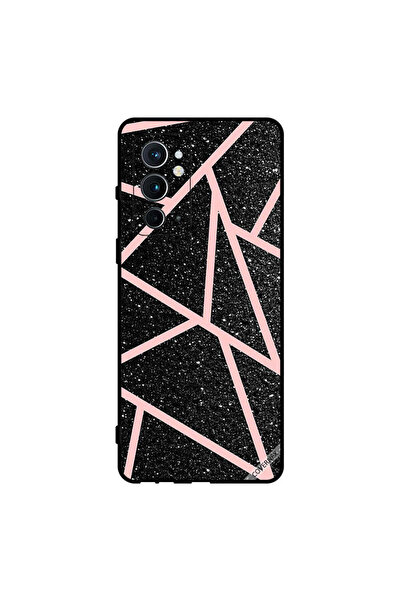 Covernex غطاء حماية لهاتف Oneplus 9RT 5G، أسود لامع، بنقشة مسارات وردية فاتحة
