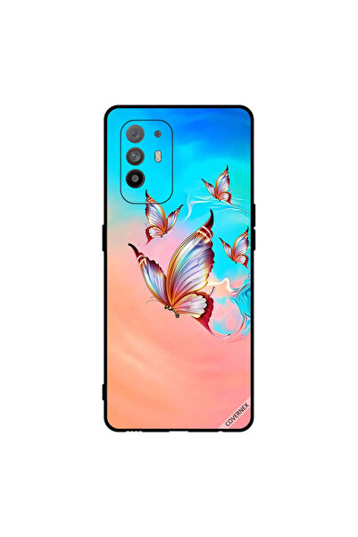 Covernex غطاء حماية لهاتف Oppo A95 - فراشات تحلق فوق لون الطلاء