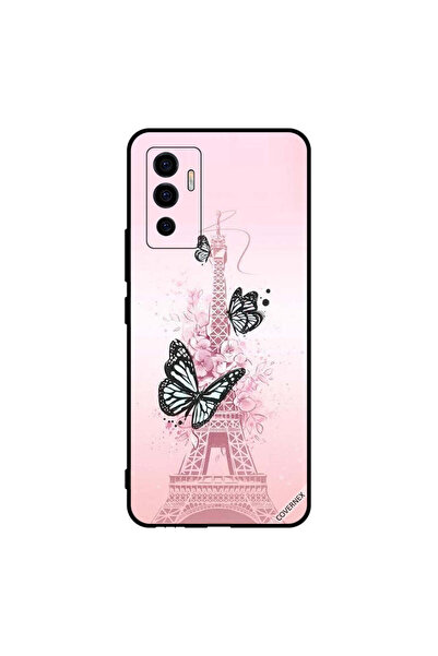 Covernex Protective Case Cover For Vivo V23e 5G Black Butterflies On Effiel T...