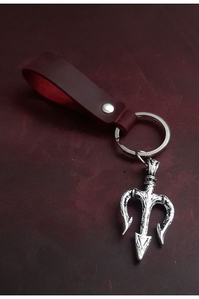 BSN Store Trident 3-Piece Spear Symbol Keychain Hand Made Real Leather Keychain