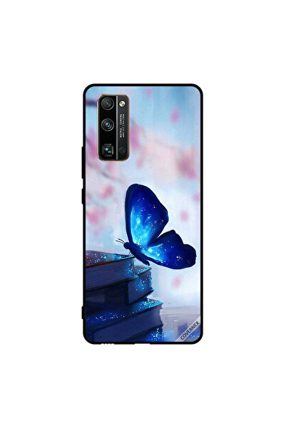 Covernex غطاء حماية لهاتف Honor 30 Pro - فراشة زرقاء داكنة على الكتب