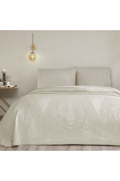 Taç Jakar Flava Beige Double Pique Set Sheet Elastic Fitted