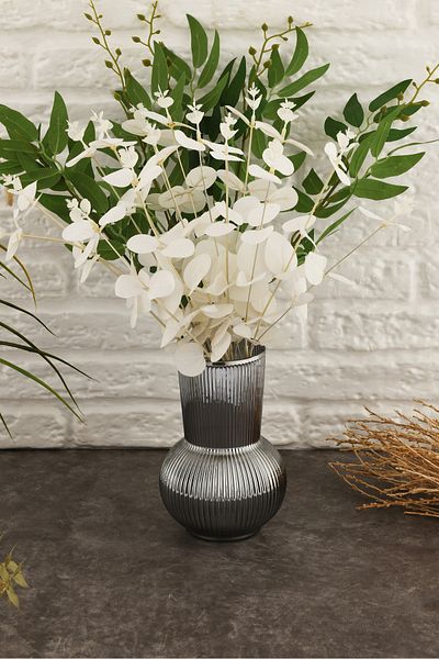 ANGDESİGN Angdesign Decorative Sirena Glass Vase Smoked-18 cm