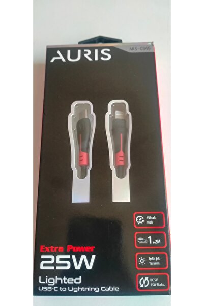 Auris ARS-CB49 TYPE-C/Lightning 25 W şarj kablosu