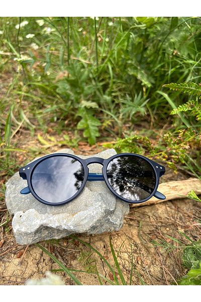 Ferrucci Navy Blue Matte Round Framed Brand Model Unisex Sunglasses