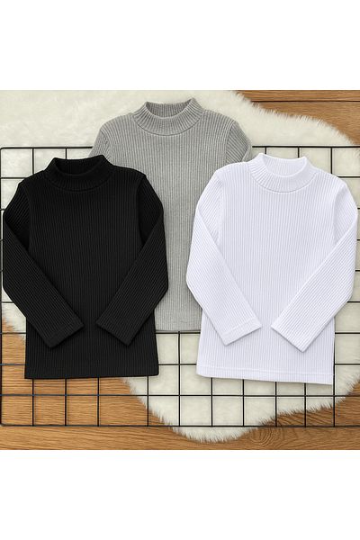 Uğur bebe 3 Pcs Unisex Children's Ribbed Ribbed Turtleneck Bady – Modern and Comfortable with 3 Color Options