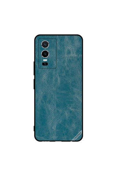 Covernex غطاء حماية لهاتف vivo Y76 5G بنمط جلدي أزرق