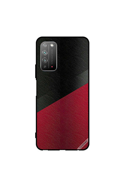 Covernex غطاء حماية لهاتف Honor X10 5G بنمط جلدي أسود وأحمر